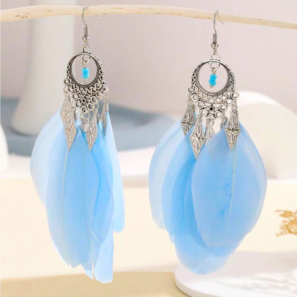 Vintage Boho Feather Earrings NEW 🏷️
